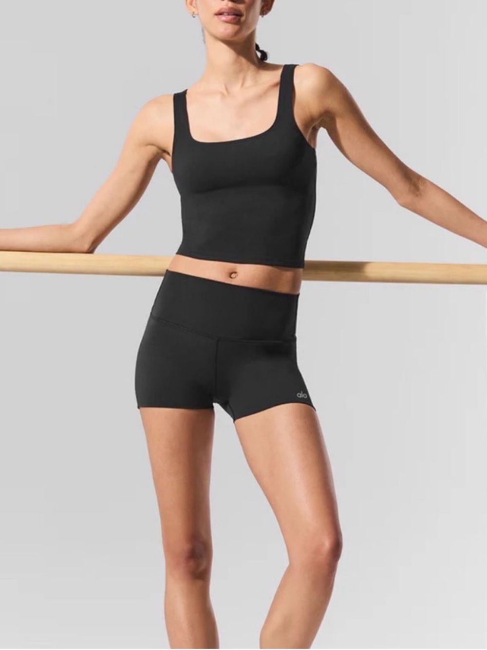 ALO Yoga Black Black High Rise Shorts